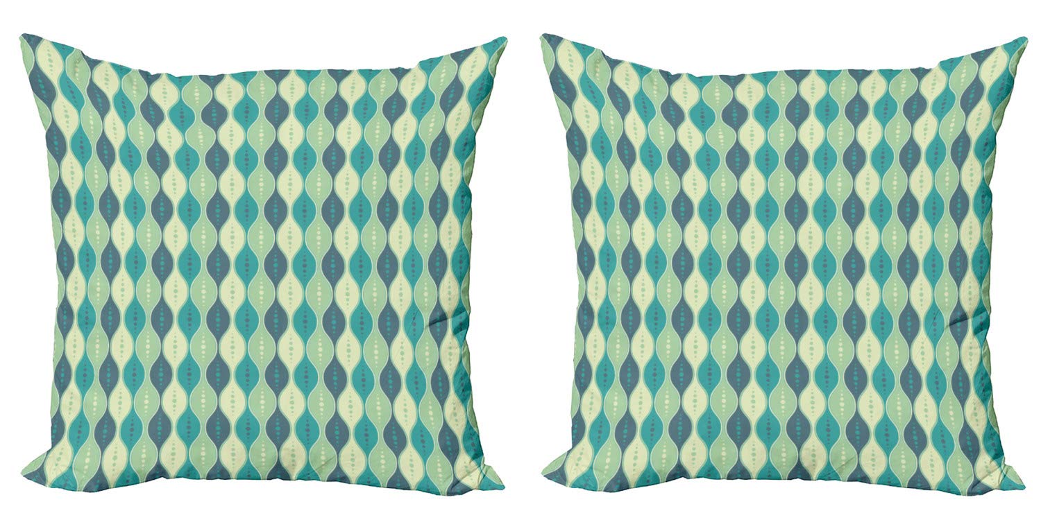 ABAKUHAUS Federe Cuscini Set 4 Pezzi - 45x45 Cm Con Gatto In Posizione Loto - Blu Scuro E Azzurro