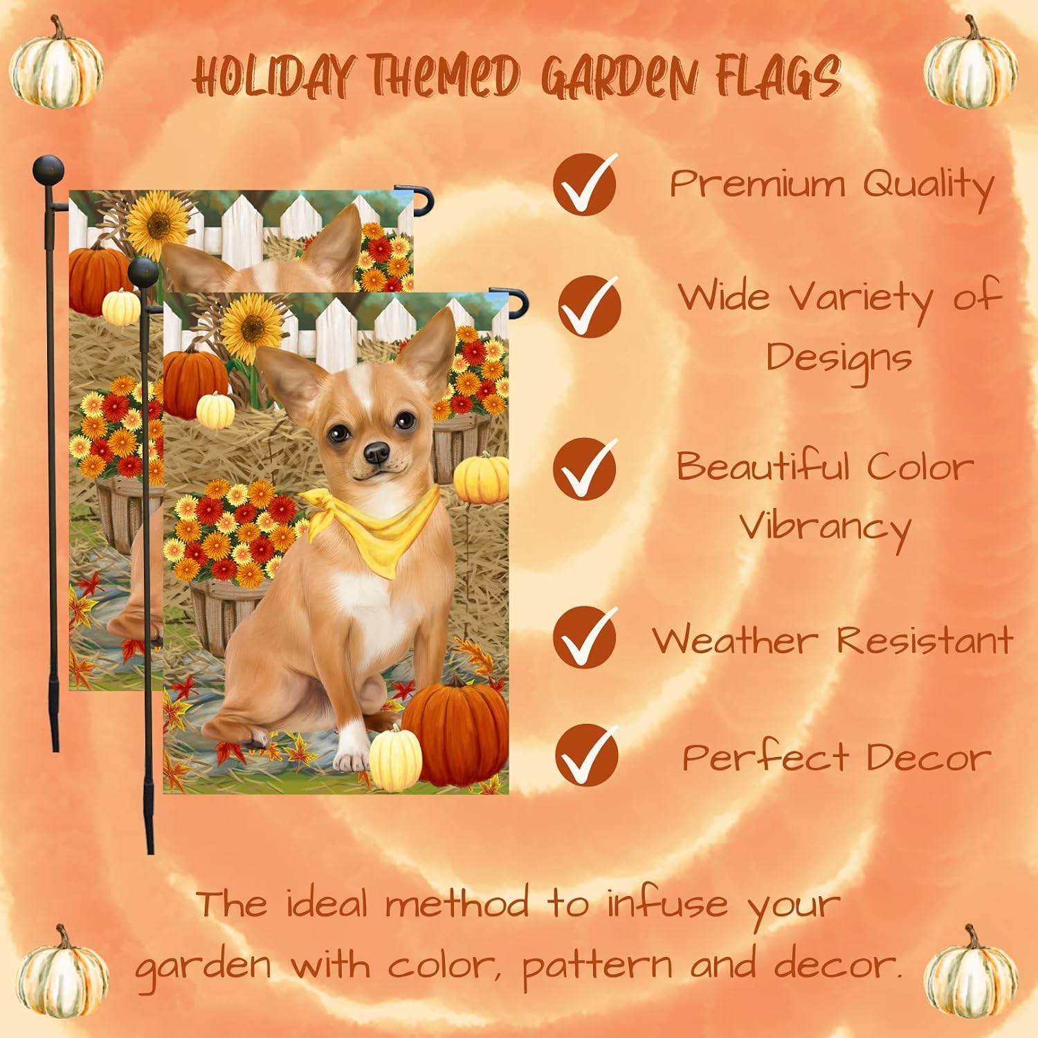 Chihuahua Puppy Lover Garden Flag Double Sided Decorative Yard Banner Cute Dog Outdoor House Flag for Porch Lawn Patio Garden Rustic Farmhouse Everyday Fall or Holiday Décor 12.5 x 18