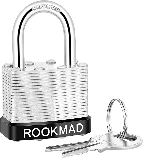 Keyed Padlocks, Laminated Steel Padlock, Keyed Alike Locks with Same Keys, PE Plastic Hoop, This Pad Lock with Eco-Friendly Materials, 5 Pack