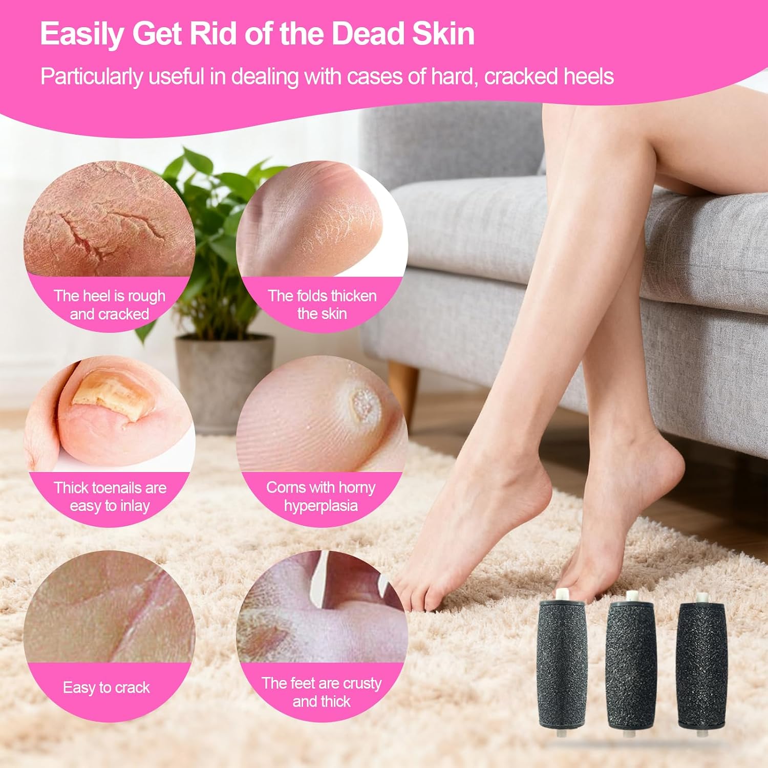 Replacement Rollers Refill Heads Compatible with Amope Pedi Refills Electronic Foot File (11 Extra Coarse & 5 Regular Coarse & 5 Soft Coarse) 21 Piece Set image 4