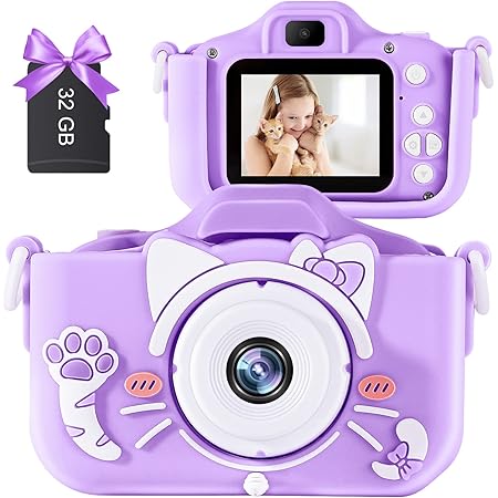 Amazon Co Jp 子供用カメラ キッズ おもちゃ カメラ 32gbメモリーカード付き 2 0インチips 画面 自撮り 前後4800w画素 1080p Hd 3種類のゲームusb充電 男の子 女の子 デジタルカメラ 動画カメラキッズ トイカメラ 子供の日お誕生日プレゼント お正月プレゼント 教育 知育