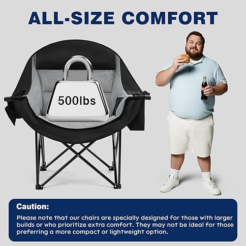 Miniatura 6 de apollo walker Silla de campamento de gran tamaño, sillas de campamento resistentes de 500 libras para adultos con soporte para tazas y bolsa