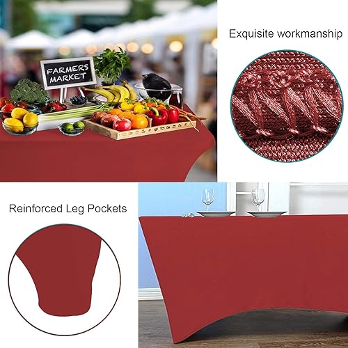 Miniatura 4 de Reliancer Mantel rectangular de elastano ajustado a la mesa para fiestas al aire libre, exhibición, DJ, banquetes, comerciantes, recepción de boda,