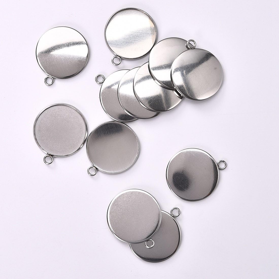 20pcs Tray Pendant for Jewelry Making Kits Stainless Steel Round Bezel 25x25mm - Image 2