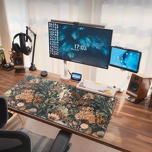 Miniatura 7 de Tapete de escritorio estético bohemio con diseño de flores silvestres, alfombrilla grande para mouse para juegos, alfombrilla XXL para teclado de