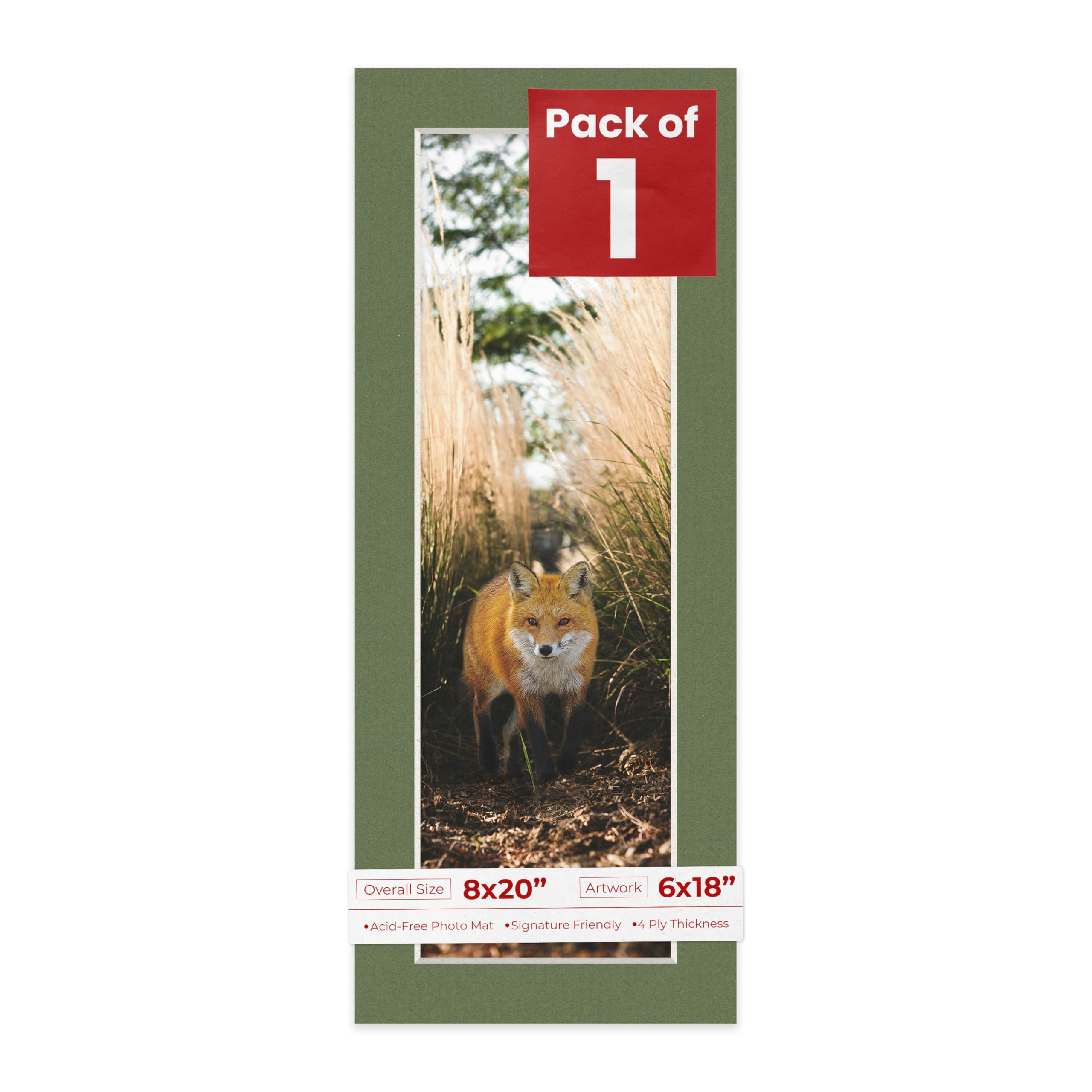 8x20 Mat Bevel Cut for 6x18 Photos - Acid Free Dill Green Precut Matboard - For Pictures, Photos, Framing - 4-ply Thickness-image-37