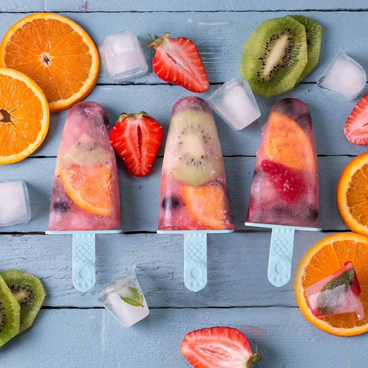 Popsicle Molds 10 Pieces ANGSOU Silicone Ice Pop Molds with Silicone Funnel, Cleaning Brush and 100 Popsicle Bags, Easy Release Ice Pop Maker (Red, 10 Cavities): Kitchen & Dining