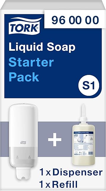 Tork Starter Pack for Liquid and Spray Soap - 960000 - S1/S11 + Handwash Soap Refill (1 x 1000ml)