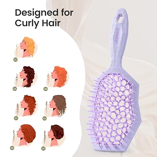 Miniatura 7 de AIMIKE Glacier - Cepillo desenredante sin dolor para cabello rizado, uso húmedo y seco, se desliza a través de los enredos con facilidad, cepillo
