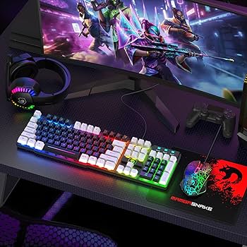 rainbowKeyboard&Trackpad用パームレスト&ベース優黒 Amazon.com: Wired Gaming Keyboard and Mouse Combo,RGB Raibow