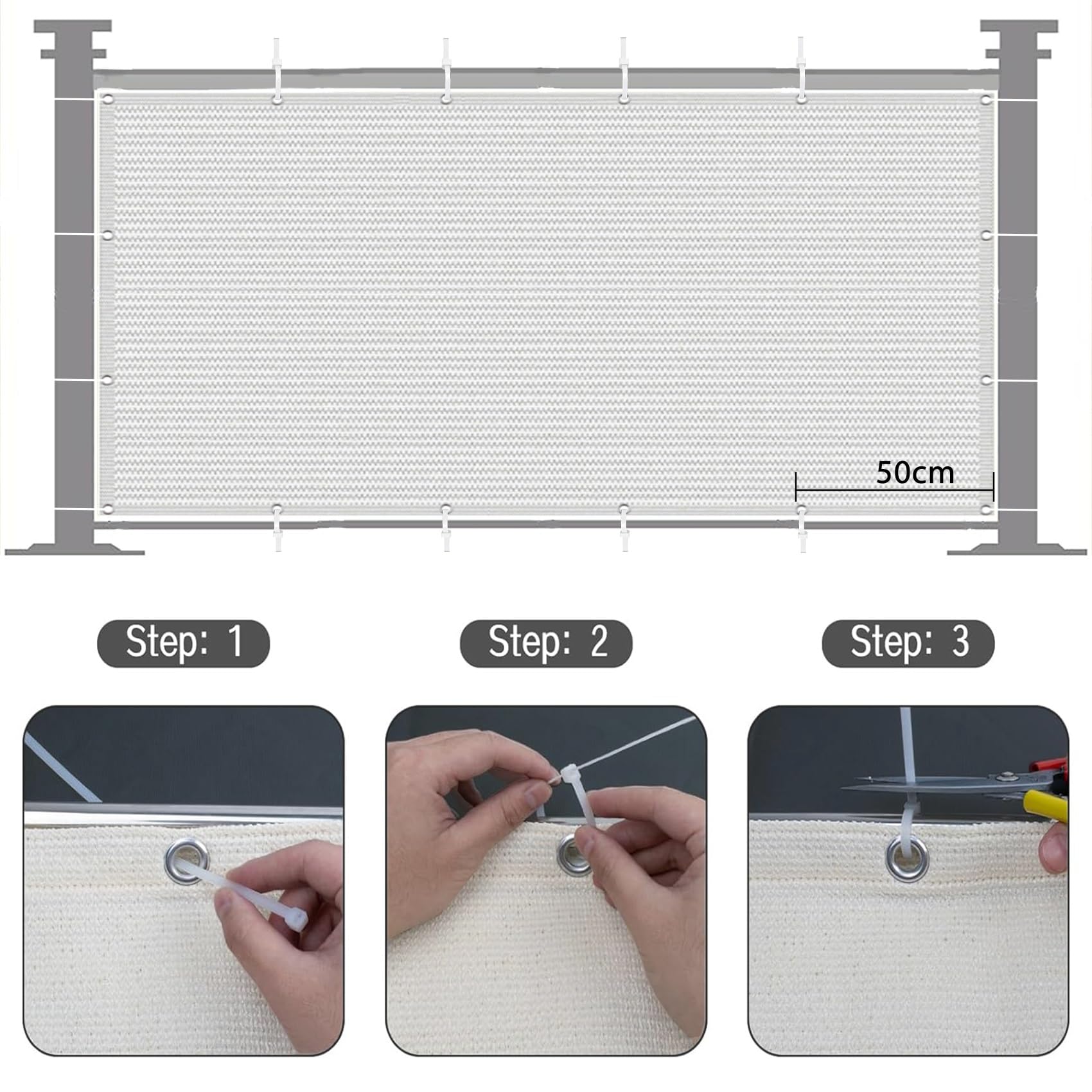 Wetterfeste Balkonmarkise Abdeckung UV-Schutz HDPE Material Leicht Transparent Anti-Rain Shield mit Ösen für den Außenbereich
