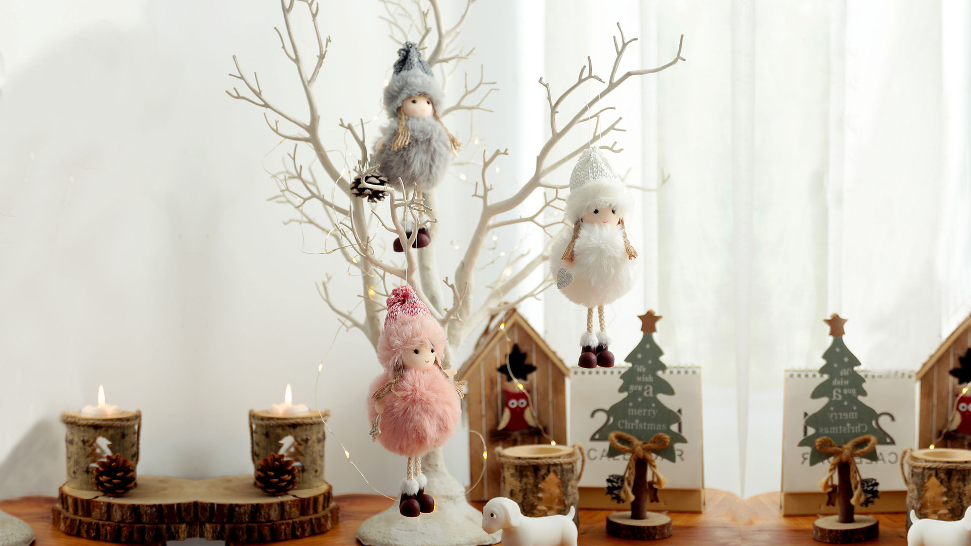 Décoration Sapin Noël Ange Peluche - 3 Poupées Suspendues Mignonnes - Cadeau De Noël