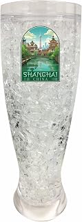 R and R Imports Shanghai China Old Town Design Souvenir 16 oz Plastic Broken Glass Frosty Mug 2-Pack
