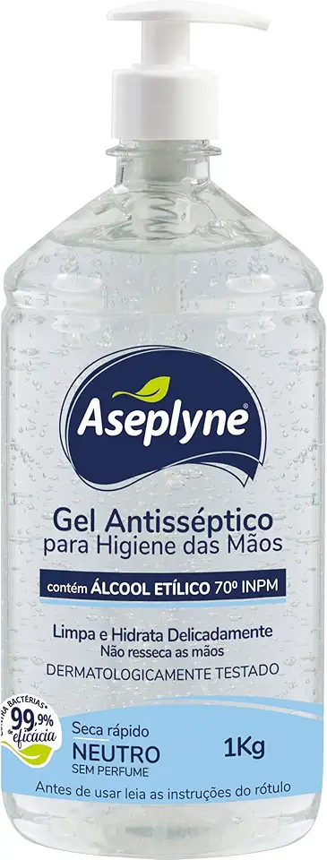 Aseplyne, Gel Antisséptico, Para Higiene das Mãos, Neutro, 1 kg, Azul