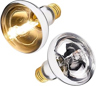 Reptile UVA Basking Spot Heat Lamp, 75W Soft White Daylight Heat Bulbs, Sliver Cover Sun Basking Light for Reptiles and Amphibians, Bearded Dragon, Lizard, Turtle, Snake, 2 Pack