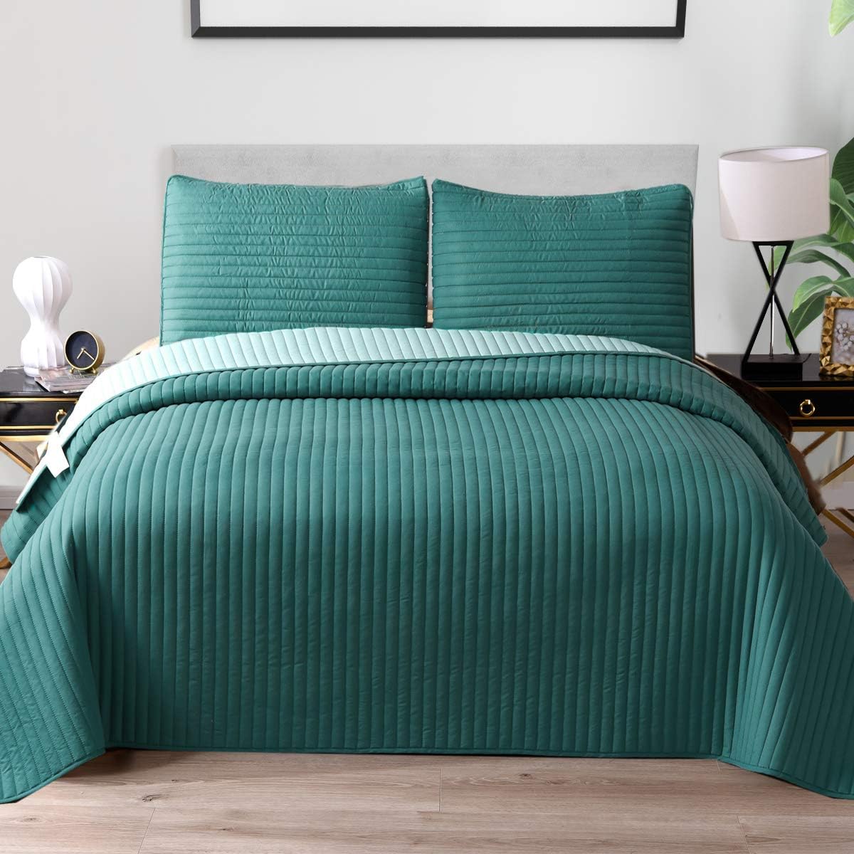 Exclusivo Mezcla Ultrasonic 3 Piece Full/Queen Size Quilt Set with Pillow Shams, Lightweight Bedspread/ Coverlet/ Bed Cover - (Light Grey, 92"x88") : Home & Kitchen