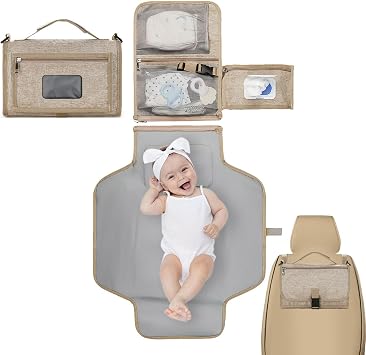 Baby Diaper Changing Mat - Portable Changing Pad, Diaper Changing Mat | Removable Kids Changing Mat with Wipe Holder, Foldable Travel Diaper Changing Pad, Large Capacity, Baby Diaper Changing Station