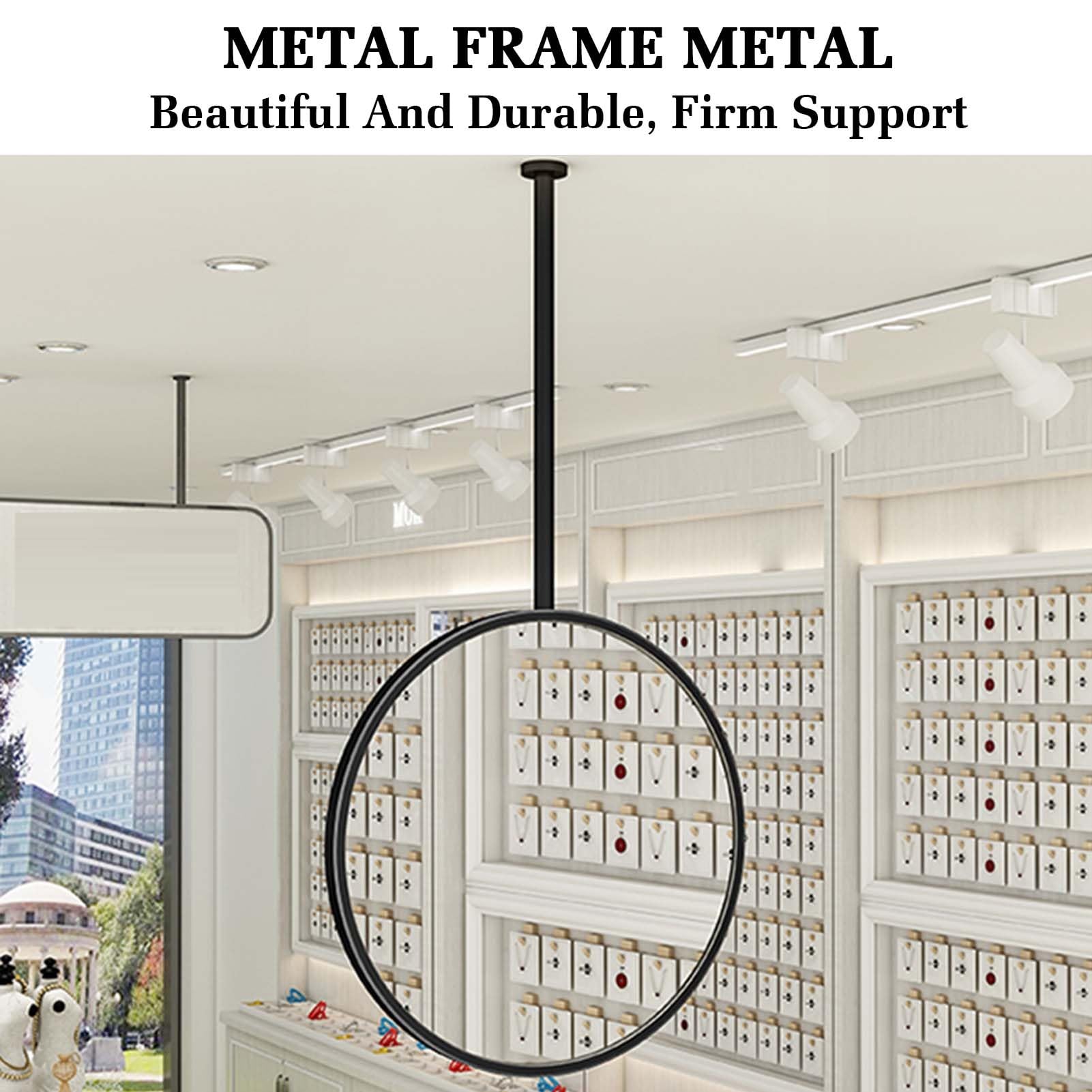 Okrągłe dekoracyjne lustro ścienne – metalowe wiszące lusterko kosmetyczne do łazienki i golenia, możliwość personalizacji (białe, 50 x 150 cm) – pływające lusterko do makijażu HD, stylowy wystrój