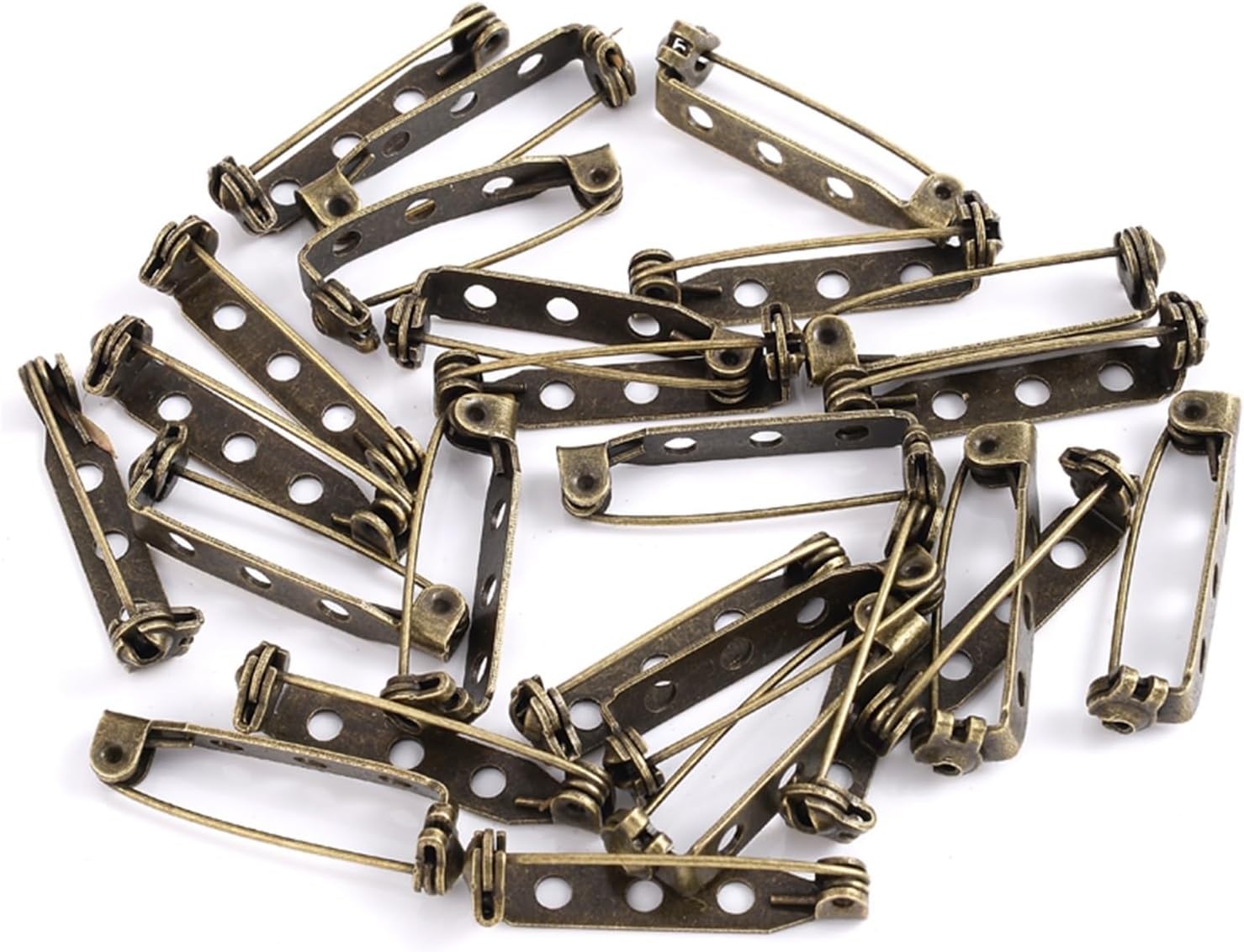 Back Clasp Brooch pin badges30Pcs/lot 20 25 32mm Double Brooch Clip Base Pins Blank Base for DIY Jewelry Making Supplies (Color : Gold, Size : 20mm-30pcs) (Color : Bronze, Size : 25mm-30pcs)