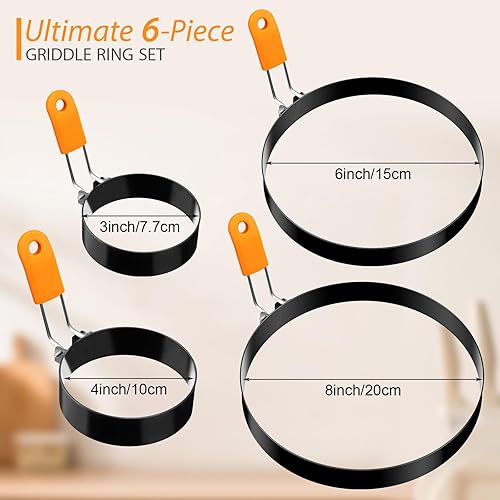 Miniatura 2 de Yaomiao 12 anillos de huevo para freír huevos, molde antiadherente para panqueques, molde de huevos de acero inoxidable, moldeador redondo portátil