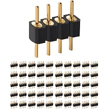 Chanzon Round Pin Header Strip for Arduino Gpio 4 pin x 50pcs Male Headers Pins Straight Single Row Gold Plated Pitch 2.54mm 0.1 inch Breakaway for PCB Connector Raspberry pi Machine Breadboard
