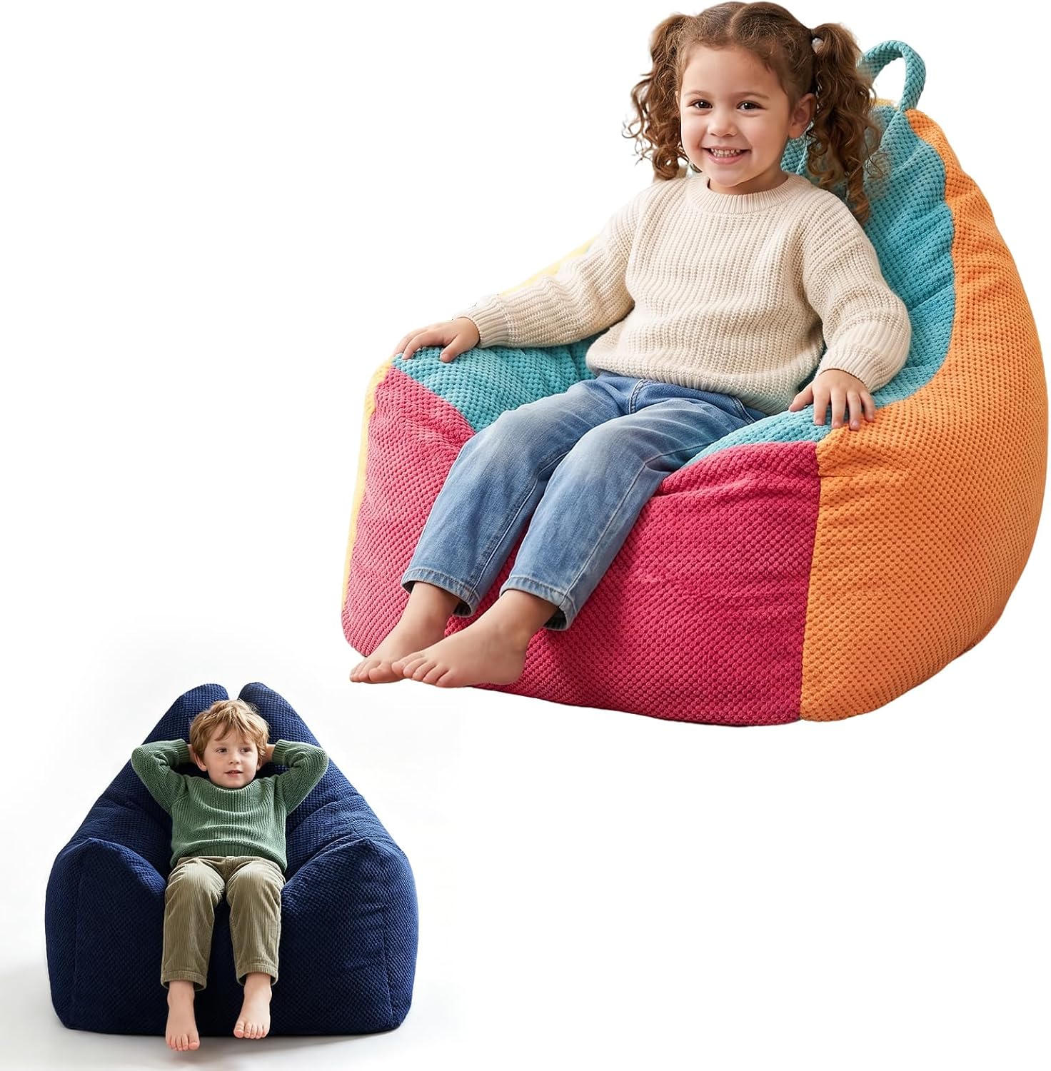 STAOLENE Sensory Bean Bag Chair for Kids, 2-in-1 Mood Conversion Chair