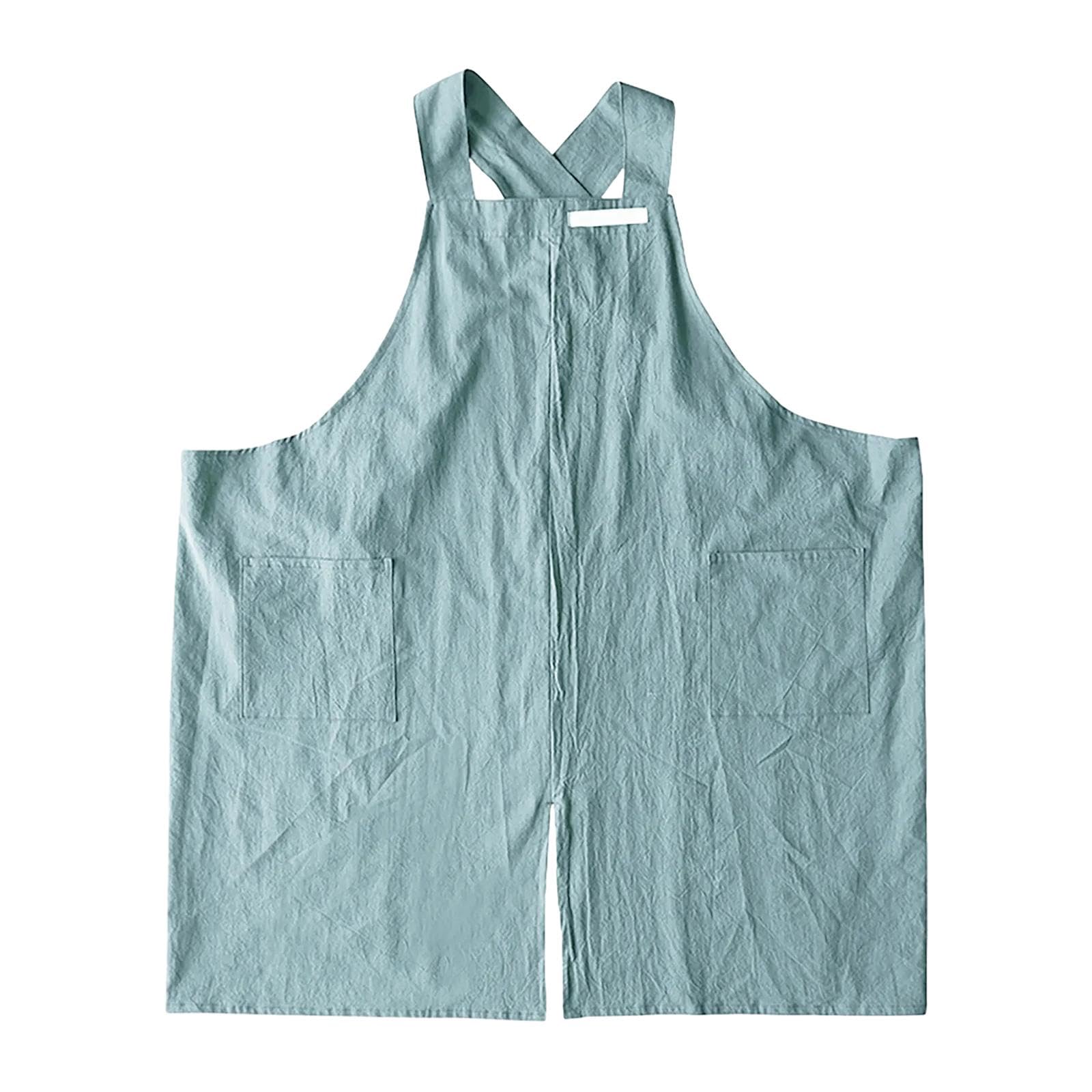 Tablier Atelier Femme Homme Tablier Cuisine Tablier Résistant à l'huile Tablier Réglable Poches Multiples Confortable Tissu Doux Adapté Au Tra, Bleu Clair