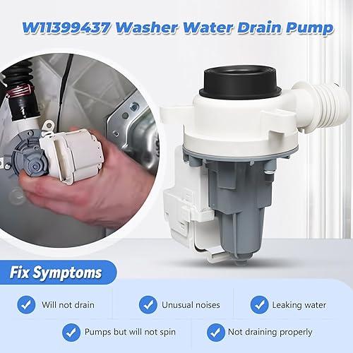 Miniatura 6 de W11399437 W11259498 Bomba de drenaje de arandela 120V 60Hz compatible con Whirlpool Maytag Kenmore WTW5010LW0 WTW5105HW1 WTW5057LW0 WTW5100HW2