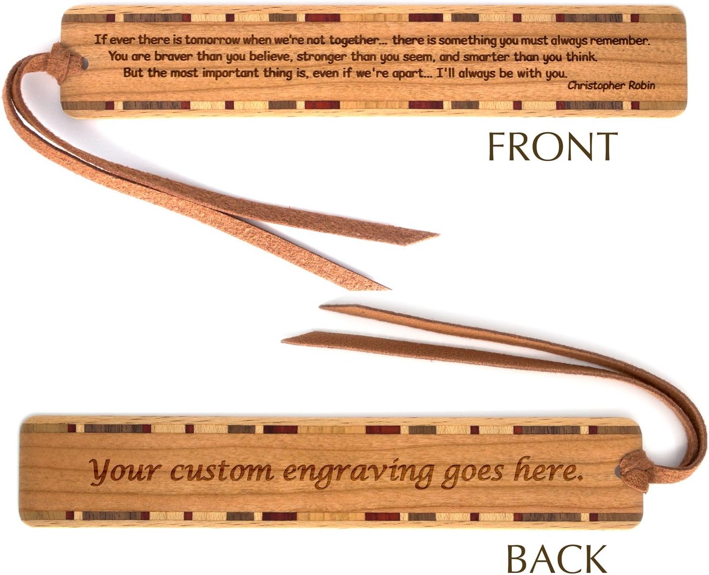 Personalized Christopher Robin Braver Than You Believe Quote, Engraved Wood Bookmark - Made in USA - Also Available Without Personalization