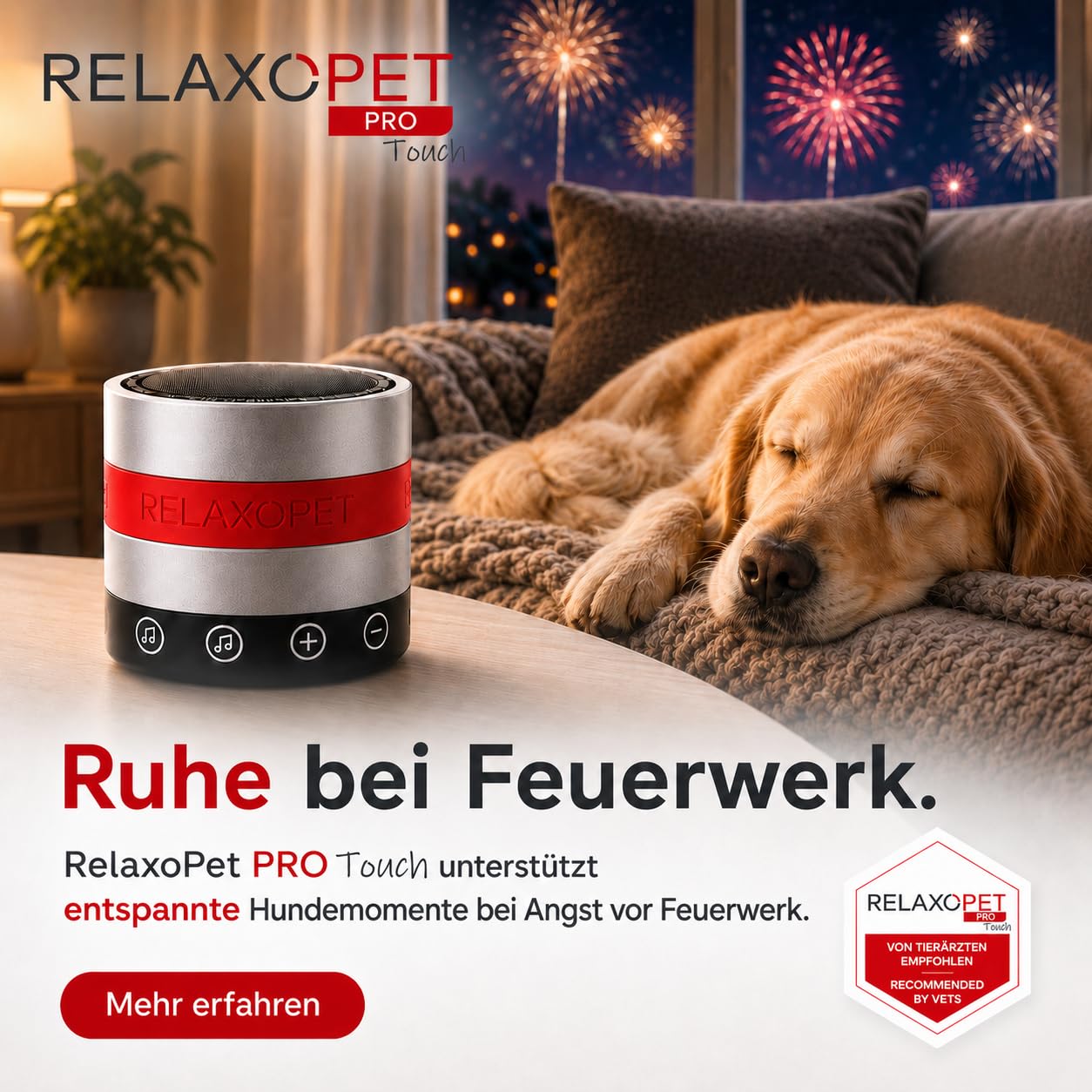 RelaxoPet® Pro Touch, Anti-Stress-System für Hunde, hochfrequente Klangwelten zur Entspannung. Bekannt aus 'Die Höhle der Löwen'