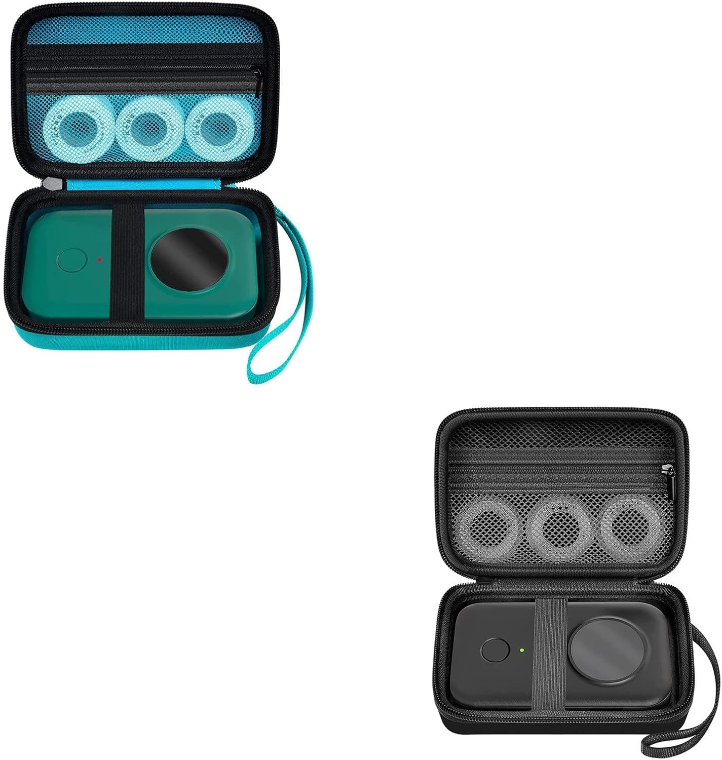 Case Compatible with Phomemo D30 D35 M02/ M02S/ M02 for NELKO Label Maker, for NIIMBOT for JADENS for Memoking for SUPVAN Labeler Sticker Storage Holder Tape Paper (Deep Green + Full Black) (2 Packs)