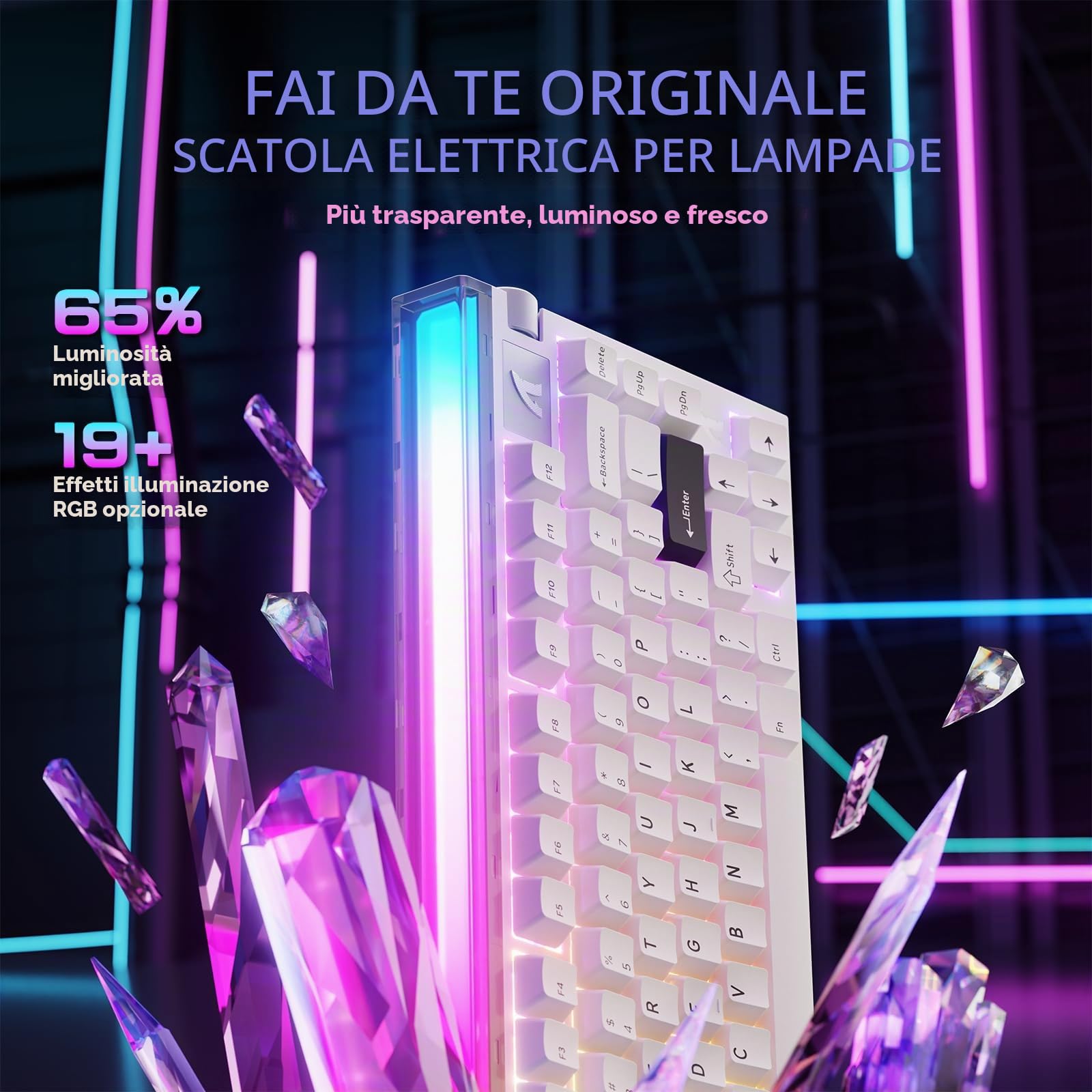 MAMBASNAKE x ATTACK SHARK R85 HE Tastiera Magnetica Cablata al 75%, Frequenza di Polling di 8000 Hz, Attivazione Rapida, Precisione RT di 0,005 mm, Latenza di 0,08 ms, RGB Backlit Box (Bianco)