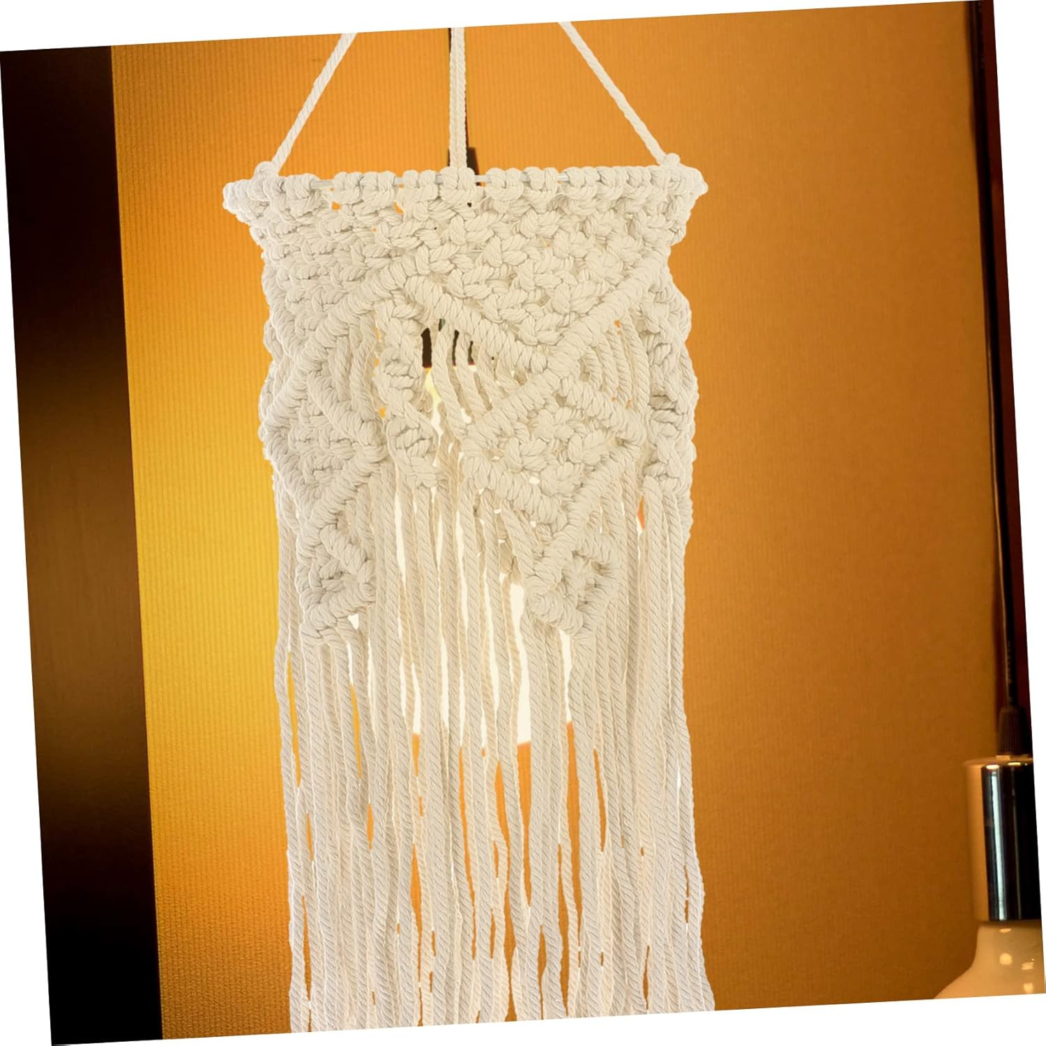 Bohemian Macrame Lamp Shade Handcrafted Woven Ceiling Light Cover for Home Soft Lighting for Chandeliers and Hanging Lights