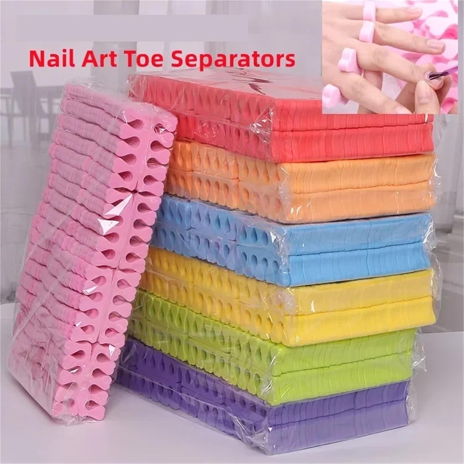 Foam Toe Separators 300pcs Nail Art Toe Separators Fingers Foots Sponge Beauty Tools Manicure Pedicure Pack Nail Kits(Orange)