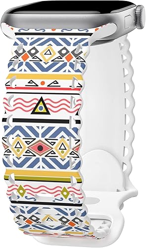 Miniatura 35 de Compatible con Apple Watch Band de 41mm 40mm 38mm 49mm 45mm 44mm 42mm para Mujeres Niñas, Correas Deportivas de Silicona Suave con Estampado Floral