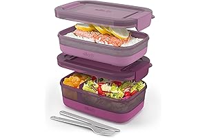 Ello 2-Pack Lunch Stackable Plastic Food Storage Container Bento Box with Airtight Lids for Adults