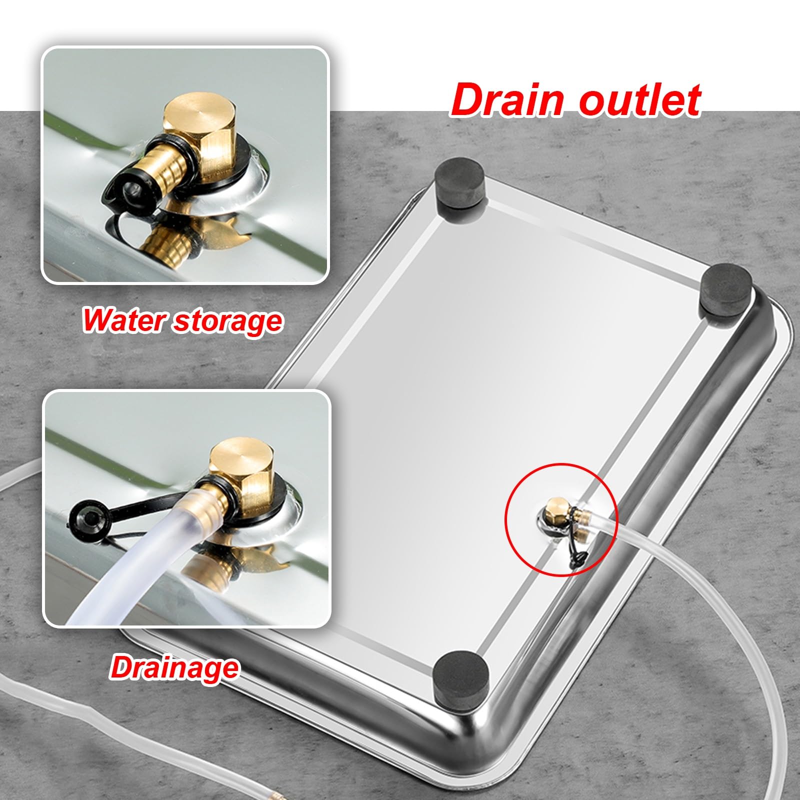 Bandejas de Goteo de Acero Inoxidable 304, Tray de Cocina, con Tubo de Drenaje en La Parte Inferior, Ideal para Comedor y Sala de Estar(40x30CM/16x12IN)