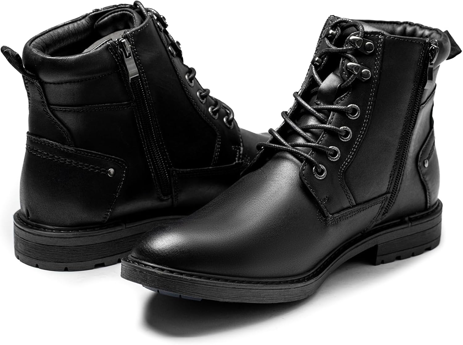 Arkbird Mens Casual Boots Genuine Leather Motorcycle Combat Chukka Zipper Ankle Dress Boot for Men - Image 4