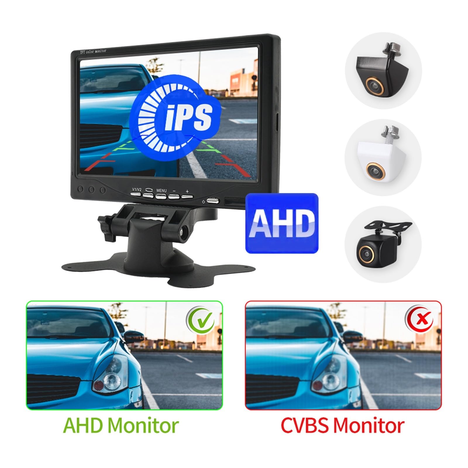 Monitor Samochodowy AHD Z Kamerą Tylną Do Parkowania 1080P Night Vision 24V Tylna Kamera Samochodowa 7 Cali 1024 * 600 Ekran WyraźNy Obraz(700DA-BKHSD-6M)