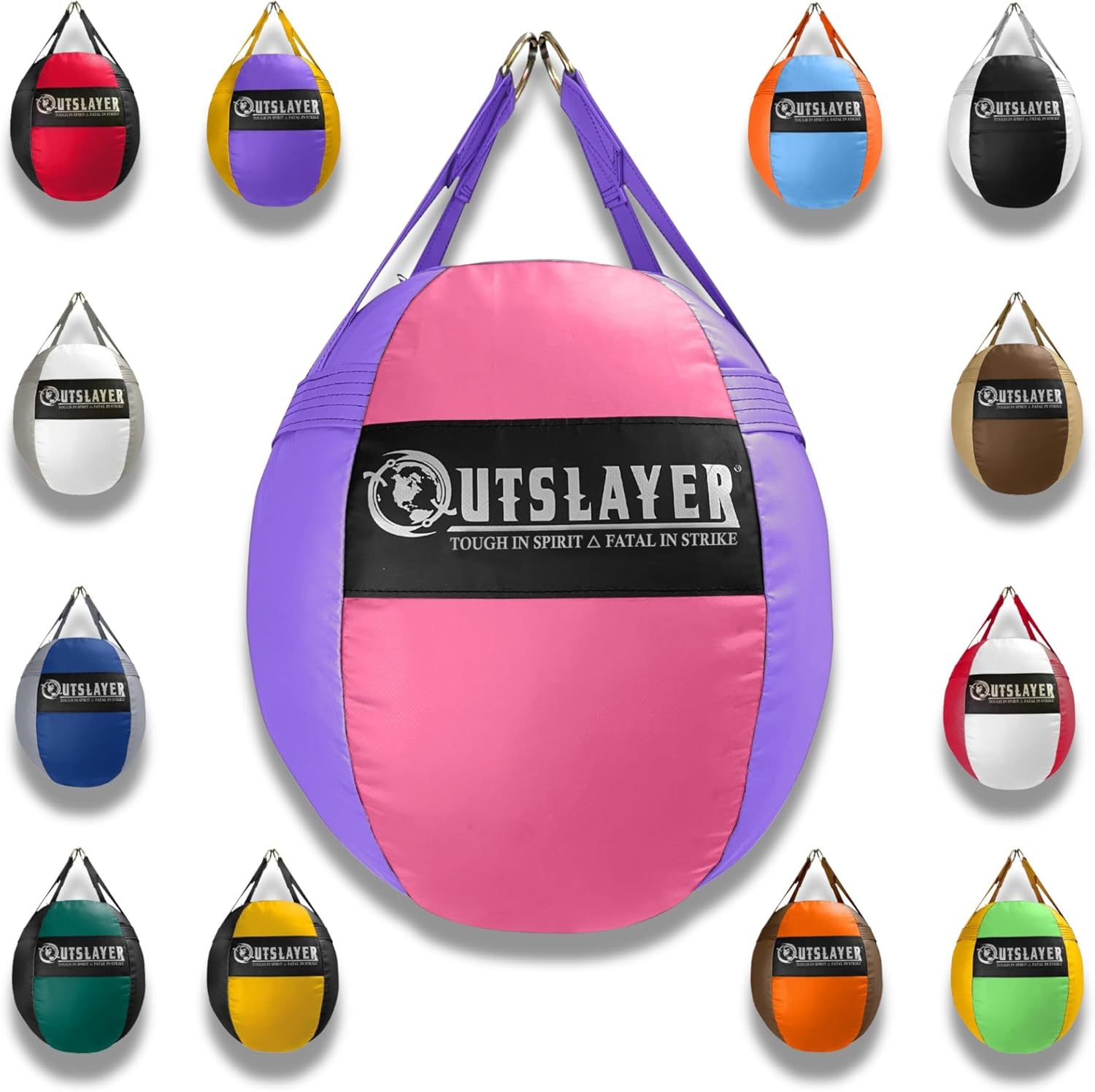 OutSlayer Wrecking Ball Heavy Bag 70 Lb - Boxing, MMA, Muay Thai Training - Custom Colors - Unfilled/Soft/Filled - USA Made