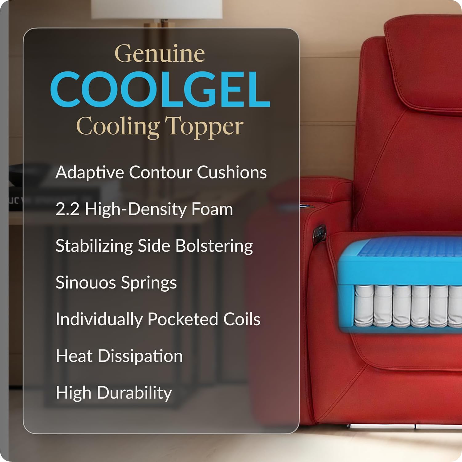 Seatcraft Equinox Zero-Gravity CoolZero Italian Leather Home Theater Seating, Powered Headrest, Powered Lumbar, Powered Recline, Row of 4, Red