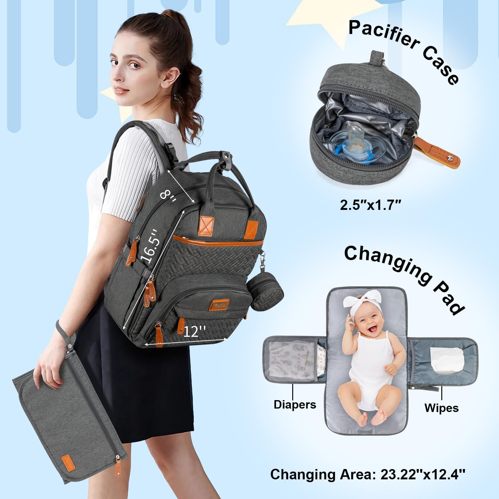 Cambiador Bebe Portatil Mochila Pañalera BabbleRoo Impermeable