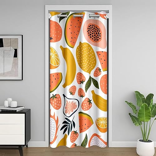 Miniatura 15 de jejeloiu Cortina de puerta Groovy de los años 60 y 70 para puerta, privacidad, 34 x 80 pulgadas, retro, hippie, flores, cubierta divisora de Multi