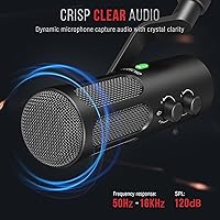 Vista 4 de FIFINE XLR/USB Micrófono dinámico para podcast de transmisión, micrófono XLR de estudio, micrófono para PC todo en metal con botón de silencio