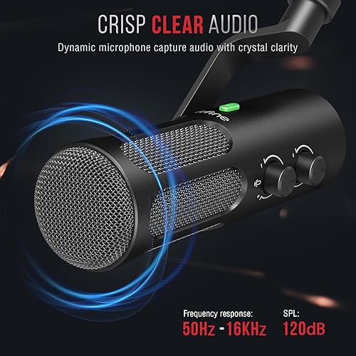 Miniatura 4 de FIFINE XLR/USB Micrófono dinámico para podcast de transmisión, micrófono XLR de estudio, micrófono para PC todo en metal con botón de silencio