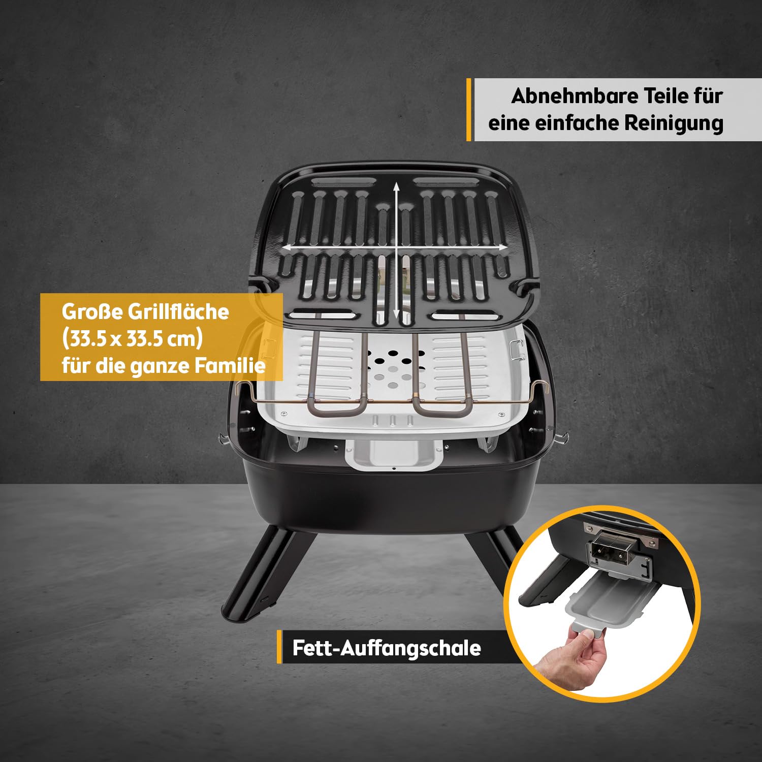 TZS First Austria 2in1 Elektrogrill Kugelgrill - extrem stabiler & kompakter BBQ Hybrid Elektrogrill für Balkon | 2000 Watt | Elektrisch oder Holzkohle | einfache Montage & Reinigung