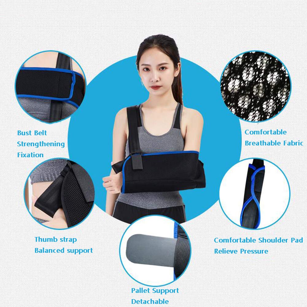 Cabestrillo para el Brazo, Correa Ajustable para el Hombro, reposabrazos médico Transpirable para Brazo/Mano/Codo lesionados - Negro,L