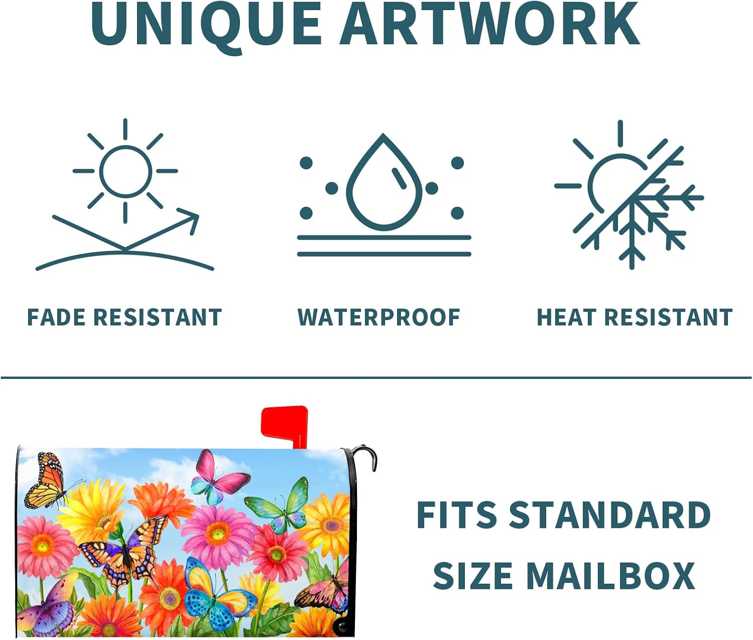 Spring Flower Mailbox Covers Magnetic Standard Size 21x18 Inch Beautiful Fluttering Butterfly Mailbox Covers Colorful Floral Decorative Mailboxes Wraps Post Letter Box Cover for Outside