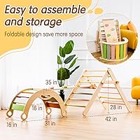 Vista 5 de deli 7 en 1 Juego de Triángulo Pikler, Juego de Triángulo de Escalada para Niños Pequeños de Tamaño Grande, Gimnasio Infantil de Madera