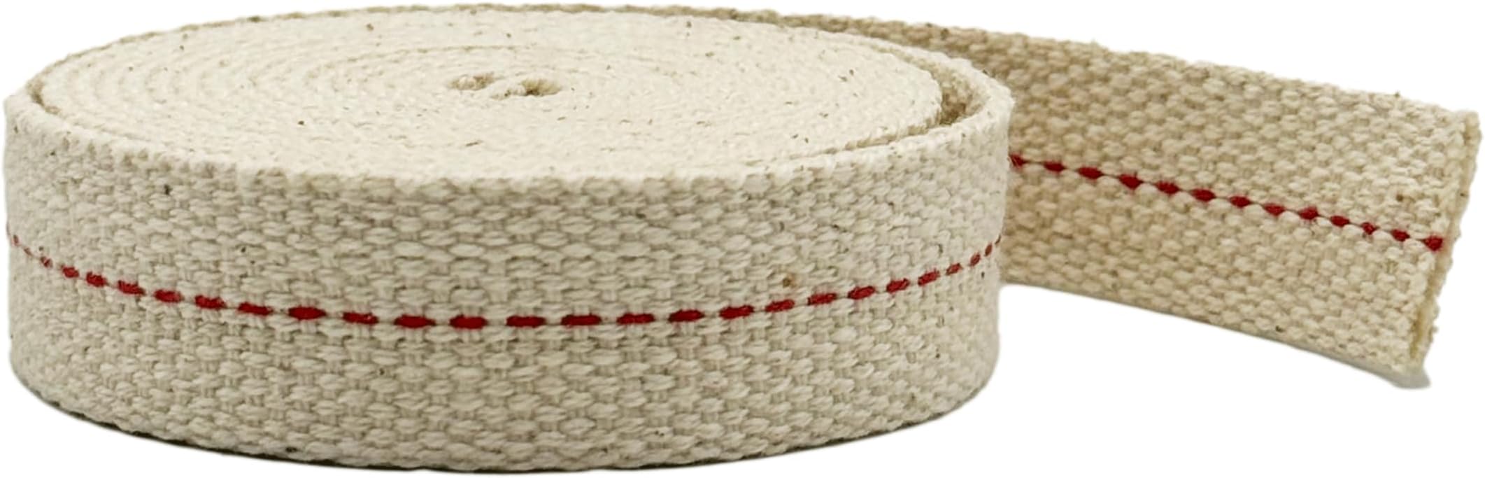 Light of Mine - 3/4" Inch 6' Foot, 100% Cotton Flat Wick for Paraffin Oil, Kerosene Based Lanterns, and Oil Lamps with Genuine Red Stitch (3/4" - 6' Roll)